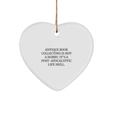 'Antique Book Collecting' Heart Ornament Gifts from Friends to Antique Book Collecting Enthusiasts - Funny Quote, White, Heart Shaped, Christmas Unique Gifts - Image 1